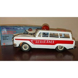 Vintage 1970s Jeep Cherokee AMBULANCE TIN litho FRICTION CHINA W/ Box Rare!